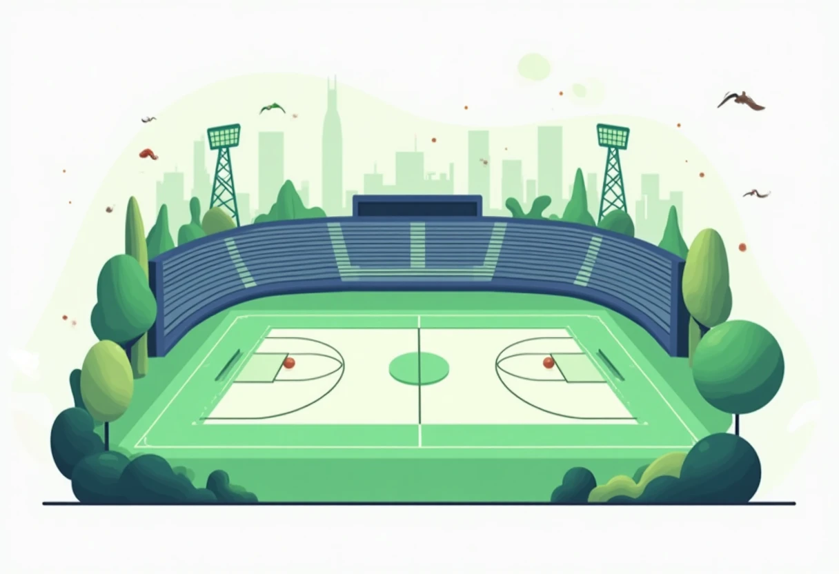 Ilustración de la cancha de la NBA